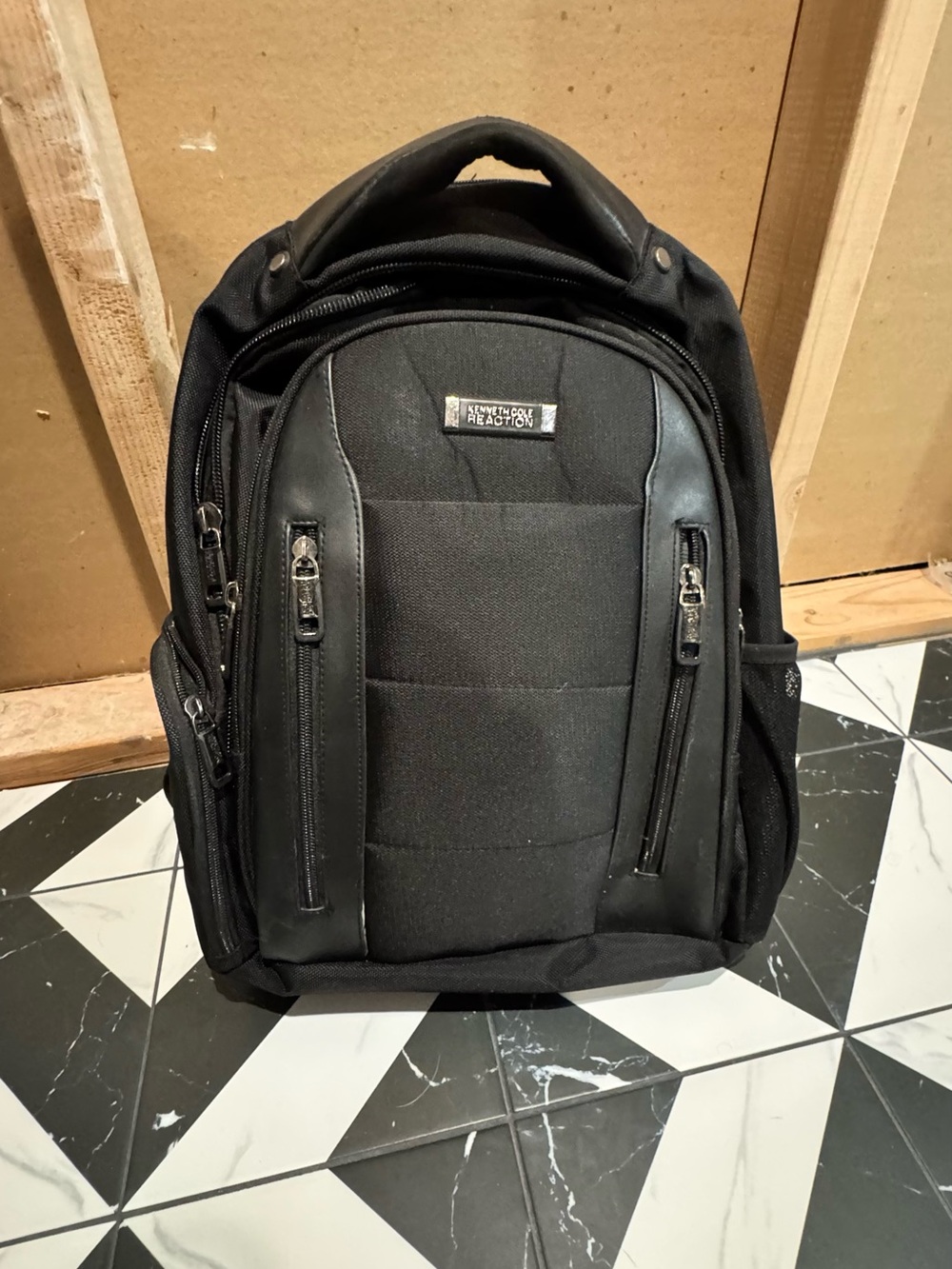 Kenneth Cole Reaction Black Travel Backpack with Multiple Zip Pockets